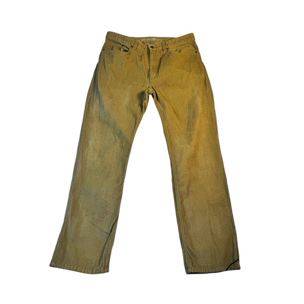 Eddie Bauer Mens Corduroy Pants 36x32 Tan 100 Cotton Casual Workwear Trousers